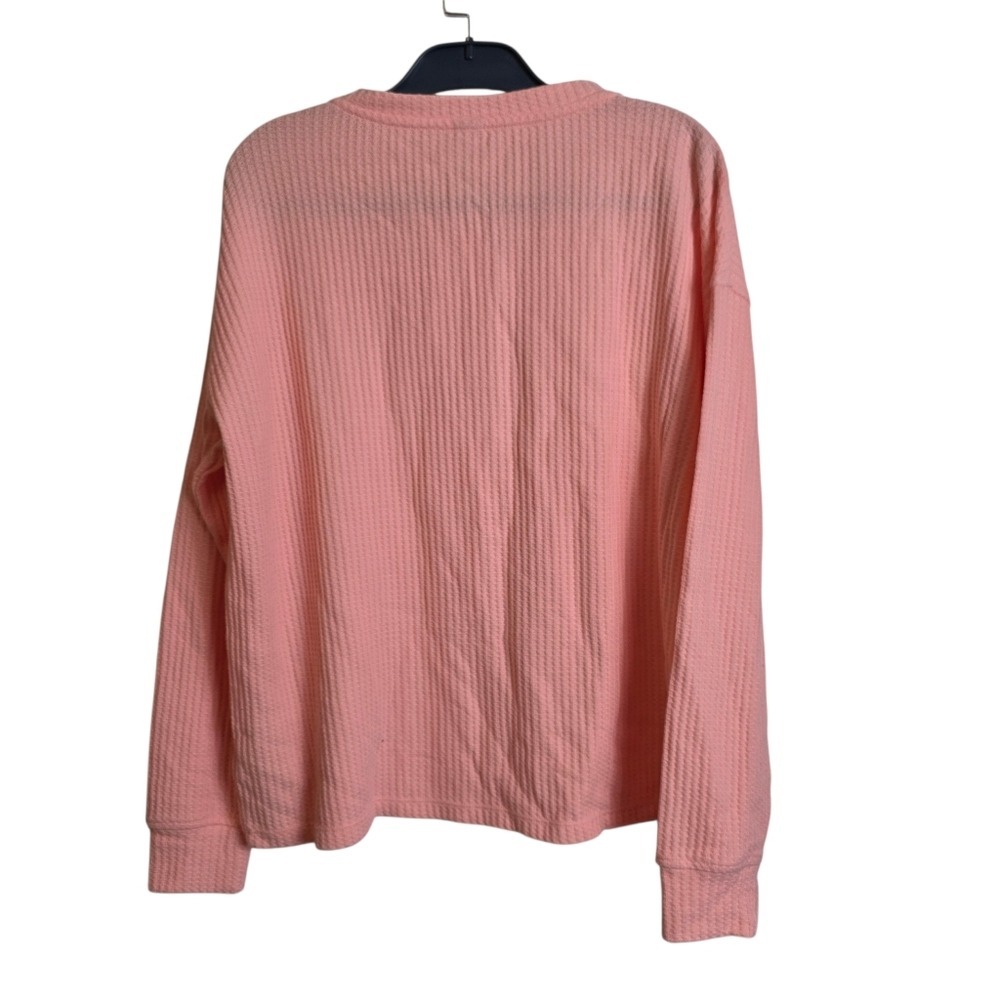 Old Navy Cozy Waffle Knit Henley Top Oversized Light Peach Pullover Small New - Picture 6 of 11